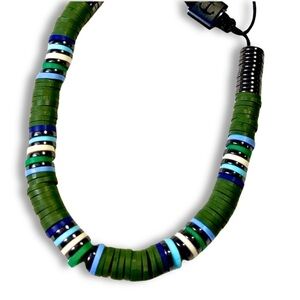 HANDCRAFTED Bracelet Unisex Dark Green Heishi Bead Bracelet Slide Knot Opening